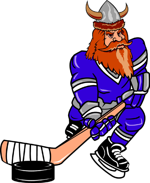 Viking hockey player mascot  full color vinyl sports decal. Customize on line. Viking Hockey